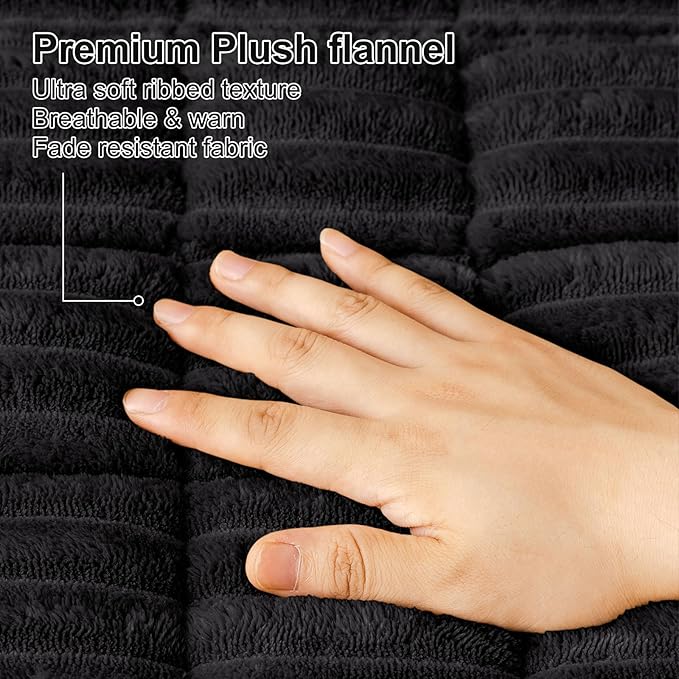 Smiry Couch Cover for Dogs Washable, Non Slip Fuzzy Pet Couch Covers for 3 Cushion Sofa Pet Friendly, Thick Soft Sofa Slipcovers Cushion Protector (Black, 27.6" x 88")