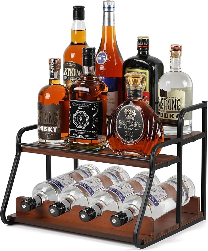 Liquor Bottle Display Shelf, Coffee Syrup Rack Organizer,Syrup Bottle Holder Stand, 3-Tier Syrup Rack for Countertop or Tabletop Decor,Storage Countertop Shelf for Kitchen Coffee Station