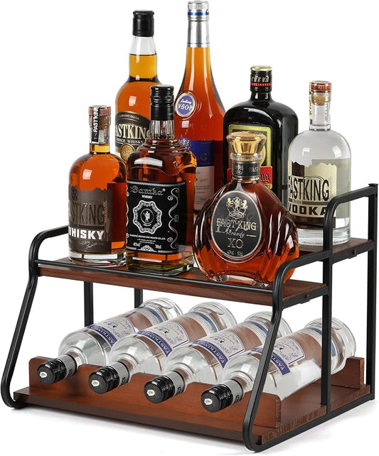Liquor Bottle Display Shelf, Coffee Syrup Rack Organizer,Syrup Bottle Holder Stand, 3-Tier Syrup Rack for Countertop or Tabletop Decor,Storage Countertop Shelf for Kitchen Coffee Station
