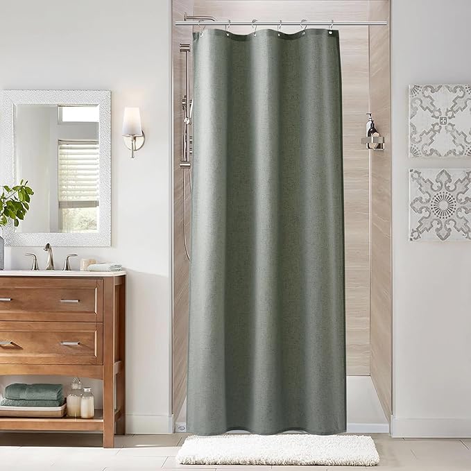 Naturoom Desert Sage 36 Inch Shower Curtain - Stall Narrow Half Linen Ultra Thick Fabric Shower Curtain Set with Hooks, Boho Farmhouse Rustic RV Camper Bath Curtains for Bathroom, 36x72