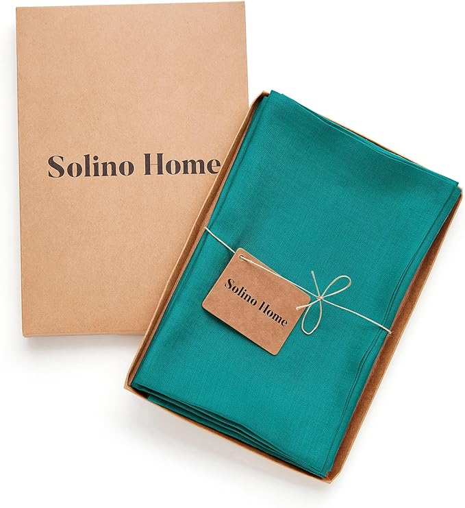 Solino Home Linen Cloth Napkins Set of 4-100% Pure Linen Teal Dinner Napkins 20 x 20 Inch for Mothers Day - Fete, Handcrafted and Machine Washable