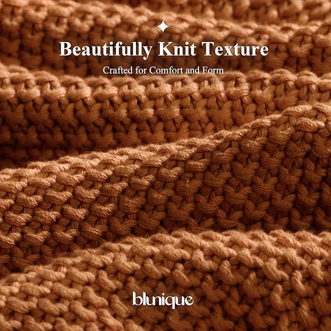 100% Cotton Cable Knit Throw Blanket, Lightweight Soft Knit Blanket for Sofa Couch Bed, Breathable All-Season Throw, Cozy Decorative Blanket, 50 x 60 Inch,Burnt Orange