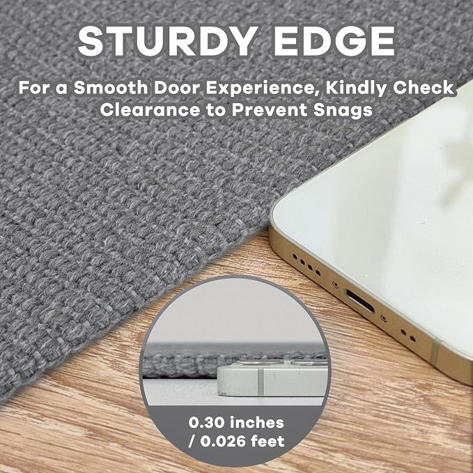 EARTHALL Washable Area Rug 2x3 Ft Non Slip Rugs for Entryway, Braided Small Throw Rugs with Rubber Backing Door Mat Indoor Outdoor Entrance Cotton Woven Rug for Kitchen Foyer Front Door, Charcoal Gray