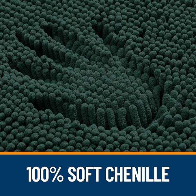 OLANLY Toilet Rugs U-Shaped 24x24, Extra Soft Absorbent Chenille Contour Bathroom Rugs for Toilet, Dry Quickly, Machine Washable, Non-Slip Bath Mat, Blackish Green