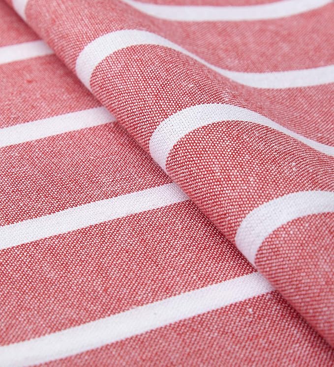 Encasa XO Cotton Cloth Napkins Set of 6, 17"x17" | Washable & Reusable Dinner Napkins Roma Red Stripes Table Napkins for Farmhouse, Wedding, Holiday, Party & Everyday Dining