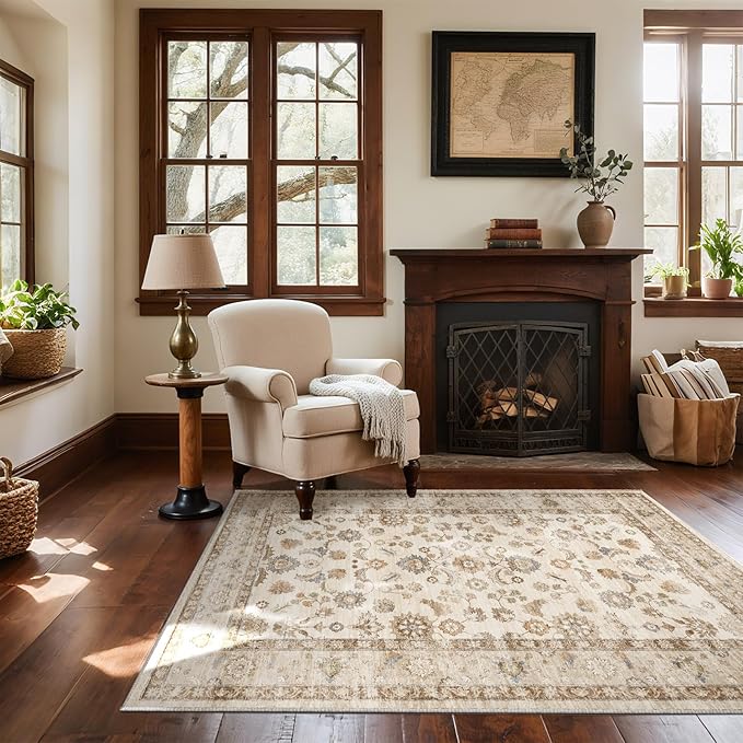 Machine Washable Entryway Throw Rug: Door Mat Indoor Entrance 4x6 Rug Small Area Rug Non Slip Low Pile Kitchen Rug for Front Door Indoor Entrance Entry Kids Room