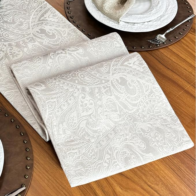 Thick Table Runner 72 Inches Long, Waterproof Jacquard Cream Table Runner for Kitchen Dining Table Decoration Home Decor (12x72Inches, Milky White)