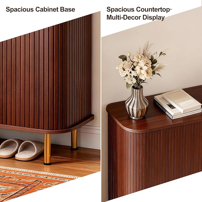 DHH Shoe Storage Cabinet with Sliding Door, 6-Tier Shoe Cabinet with Adjustable Shelves, Modern Freestanding Shoe Storage Organizer for Entryway, Hallway, Living Room (Walnut, 31.5 ")