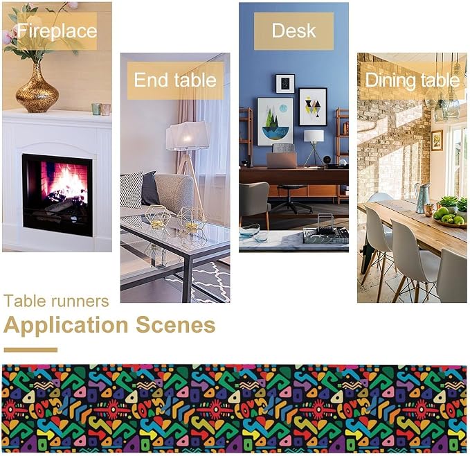 African Table Runner Abstract Geometry Nationality Tribe Table Runner for Kitchen Party Home Dining Room Table 13x120in