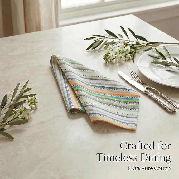 Urban Villa Cloth Napkins 100% Cotton Highly Absorbent Washable Durable Reusable Premium Dinner Napkins Ideal for Gifts for Mothers Day Hotel Farmhouse Parties - Beige Multi (20" x 20", Set of 12)