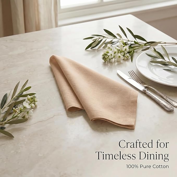 Urban Villa Cloth Napkins 100% Cotton Highly Absorbent Washable Durable Reusable Premium Dinner Napkins Ideal for Gifts for Mothers Day Hotel Farmhouse Parties - Taupe (20" x 20", Set of 12)