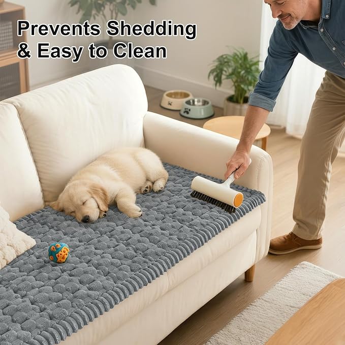 Smiry Couch Covers for Dogs Washable, Non Slip Fuzzy Pet Couch Covers for Sofa, Soft Thick Sofa Slipcovers Furniture Protector Pet Friendly (Grey, 27.6" x 70.9")
