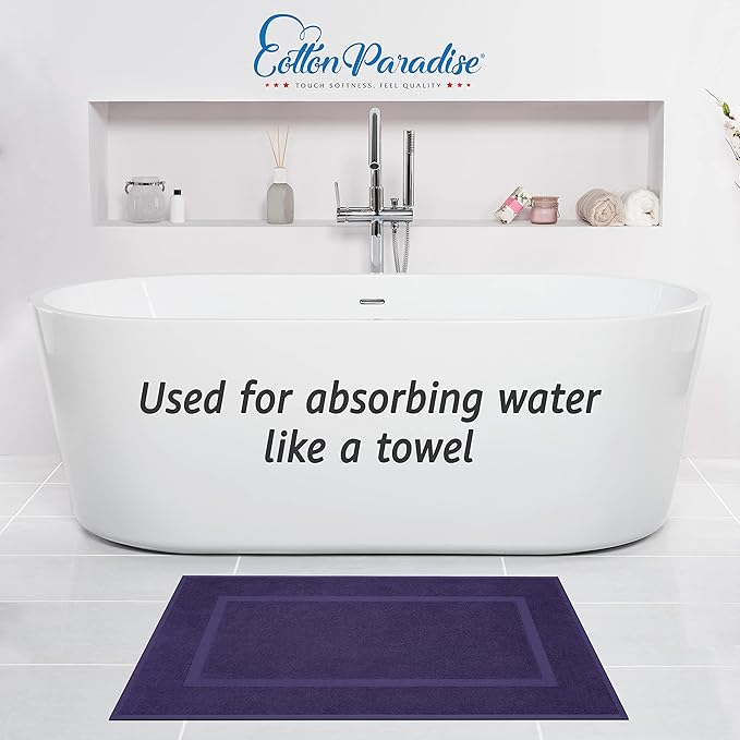 Cotton Paradise 100% Cotton Turkish Bathmat Set, Soft Absorbent Quick Dry, 2 Piece 20x34 Bathmat Floor Set, Violet Purple
