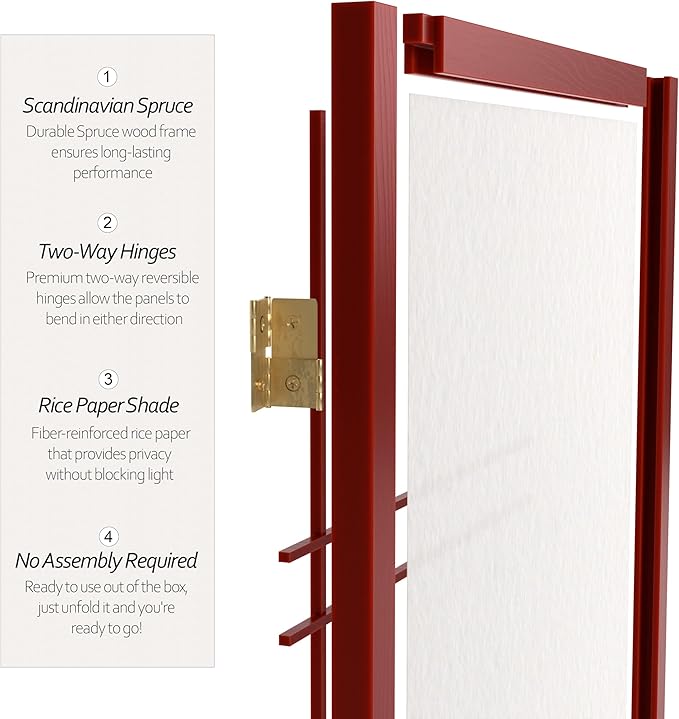 Red Lantern 6 ft. Tall Double Cross Shoji Screen - Rosewood - 8 Panels
