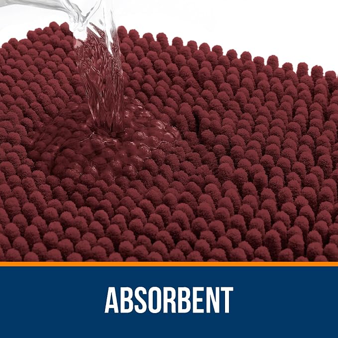 OLANLY Toilet Rugs U-Shaped 24x24, Extra Soft Absorbent Chenille Contour Bathroom Rugs for Toilet, Dry Quickly, Machine Washable, Non-Slip Bath Mat, Andorra Red-Brown