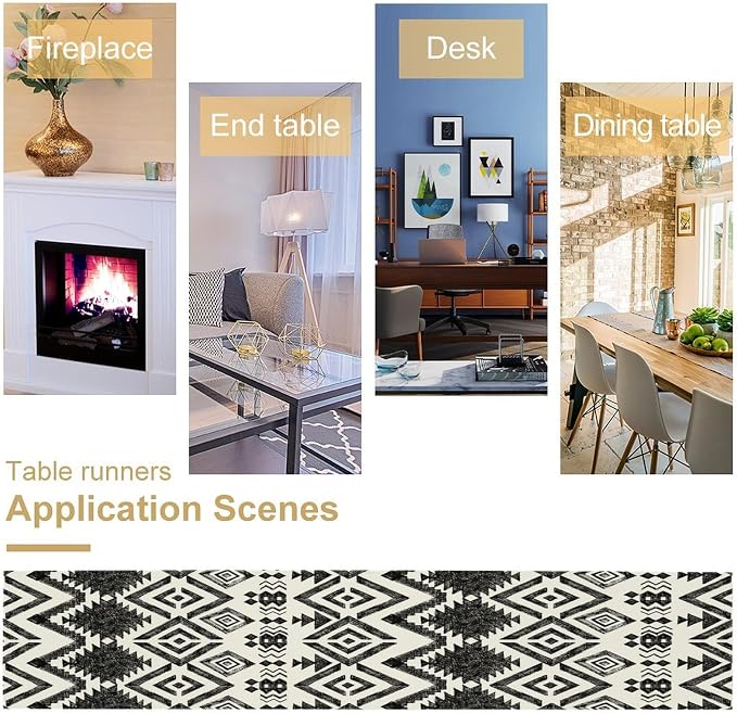 Aztec Table Runner, Southwestern Native Tribal Geometric Ethnic Pattern Table Runner Decoration for Kitchen Family Dinner Table Holiday Party Farmhouse Style 13x108 Inch