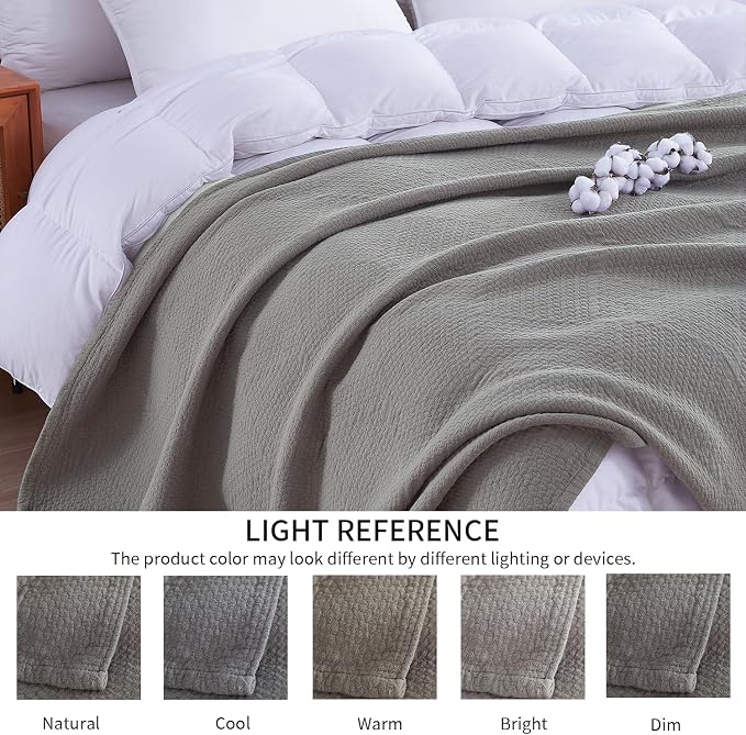 Premium 100% Cotton Blanket – All-Season Soft Breathable Bed Blanket for Twin Size – Lightweight Stylish Textured Throw for Bed– Giftable Cozy Bedding
