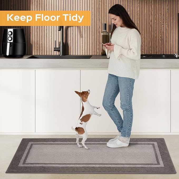 anllugs Kichen Rugs 24" x 96", Non-Slip Machine Washable Kitchen Runner Rugs Floor Mats, Absorbent Comfort Standing Mats for Kitchen, Sink, Laundry and Hallway, Beige & Grayish Brown