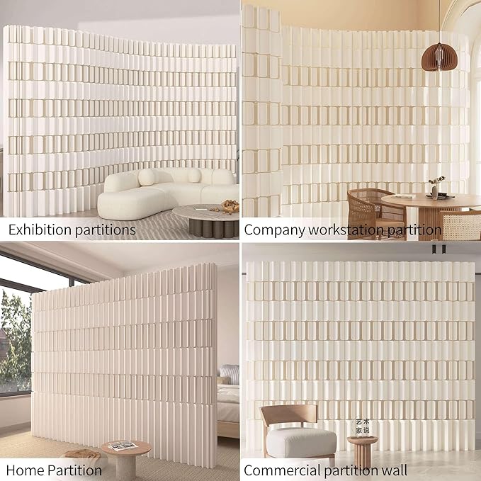 Portable Room Dividers Panel and Folding Privacy Screens, Versatile Paper Partition Wall Divider for Room Separation, Adjustable Space Separator for Home Dorm Office Studio Exhibition Store