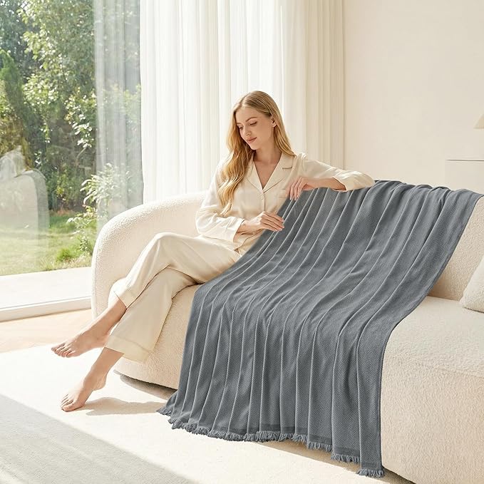 Smiry Couch Cover for Dogs, Washable Chenille Sofa Covers for 3 Cushion Couch, Soft Sofa Slipcover for Pets, Thick Sectional Furniture Protector with Tassels (Grey, 71x134 Inch)