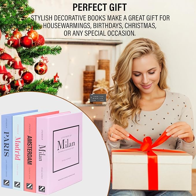 PROBENEX 4 Pcs Decorative Books | Faux Pastel Coffee Table & Shelf Decor | Looks Luxe, Lightweight, Tool-Free - Instant Shelf and Table Styling