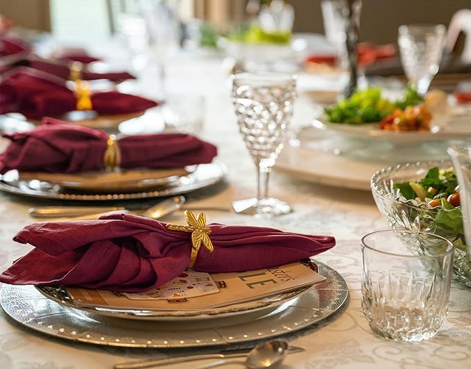 36 Pack Burgundy Handmade Cloth Napkins 16 x 16 Inch Cotton Linen Napkins with Fringe, Washable and Reusable Napkins, Soft Rustic Boho Fringe Cloth Napkins for Dinners, Parties, Wedding