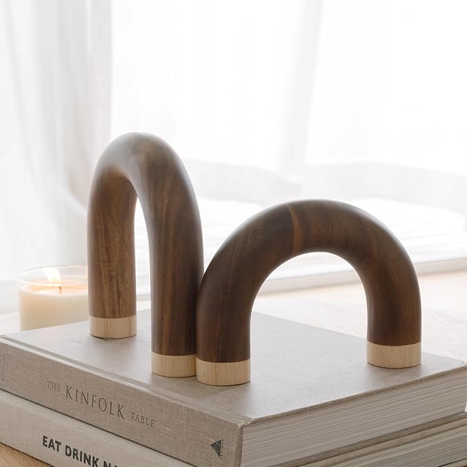 PEAKOLY Wood Arch Decorative Objects - Book Shelf Decor Aesthetic, Modern Coffee Table Decor, Home Décor Accents, Wood Sculpture, Shelf Decorations, Bookshelf Decorations, Bookcase Decorative Items