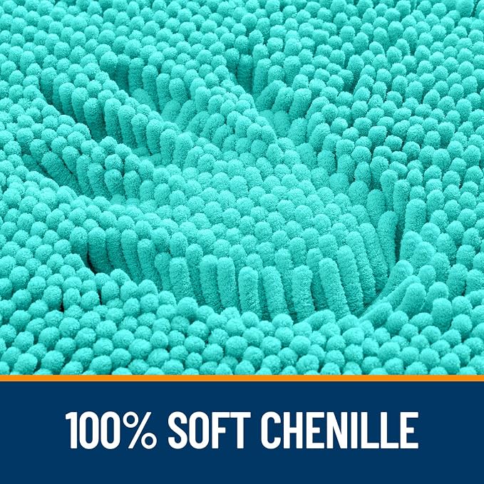 OLANLY Large Bathroom Rugs 50x30, Extra Soft Absorbent Chenille Bath Rugs, Rubber Backing Quick Dry, Machine Washable Bath Mats for Bathroom Floor, Tub and Shower, Home Decor Accessories, Teal