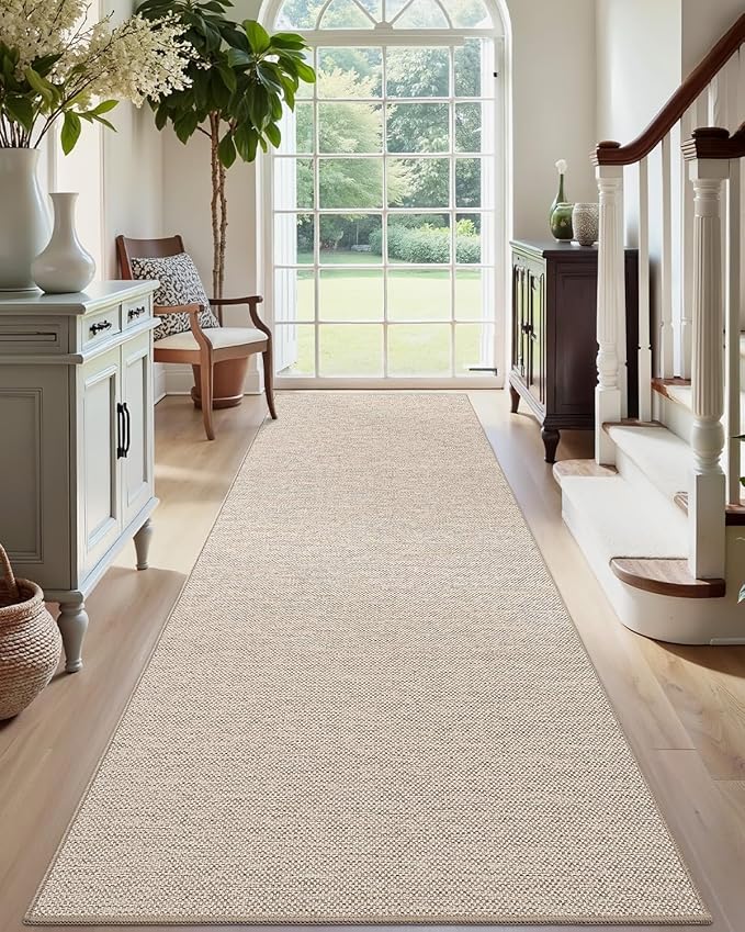 DEXI Hallway Runner Rug 2'x6', Non Slip Rubber Backed Runners Carpet, Ultra Thin Entryway Rugs Indoor for Kitchen Hallway Entrance Bedroom, Beige