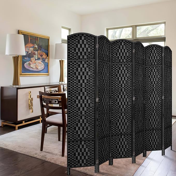HALLYBEE Room Divider, Room Dividers and Folding Privacy Screens, 16in Privacy Screen, 6 Panel Temporary Wall Partitions, 6ft Space Separation Panel Screen, Black
