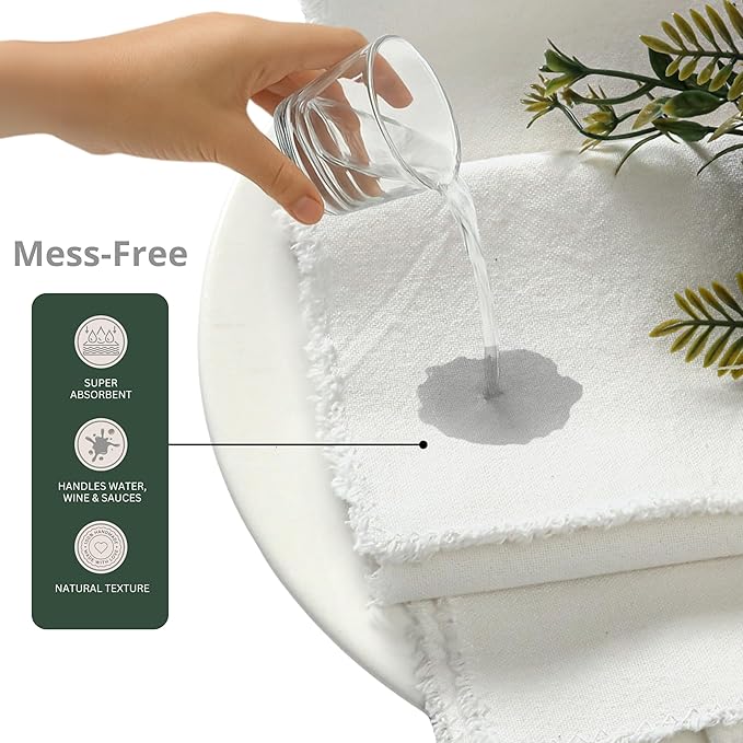 Ramanta Home Cloth Napkins Set of 4 White 18x18 Inch - Spring Soft & Durable Frayed Dinner Napkin for Easter Wedding, Birthday Party | Heavy Weight Fabric Table Linen for Everyday Use Family Dinners