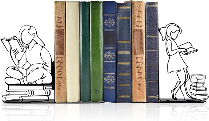 Cute Bookends Decorative, Durable Metal Book Holders with Timeless Appeal, Black, 1 Piece, 6.3x4.5x1.2 inches