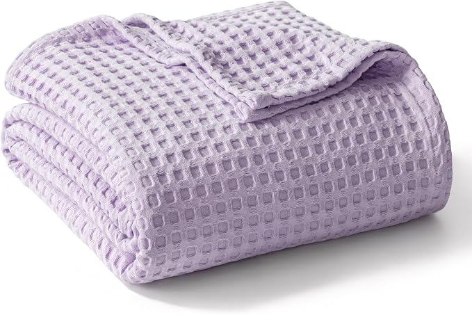 Exclusivo Mezcla Pre-Washed 100% Cotton Waffle Throw Blanket for Couch, 330GSM Lightweight Breathable Summer Blankets, Soft and Cozy, Room Decor, 50x60 Inches