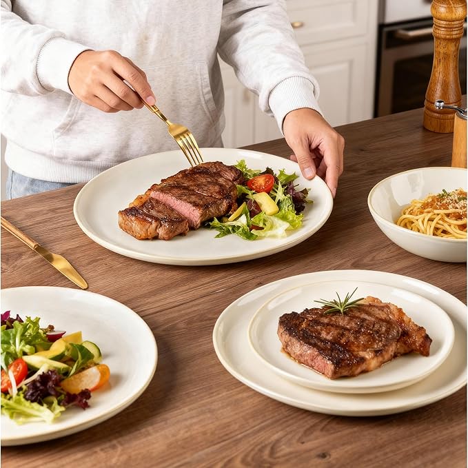 AmorArc Ceramic Plates Set of 6,8.5 Inch Handmade Reactive Glaze Stoneware Plates set for Dessert,Salad,Appetizer,Small Dinner Plates,Microwave & Dishwasher Safe,Scratch Resistant