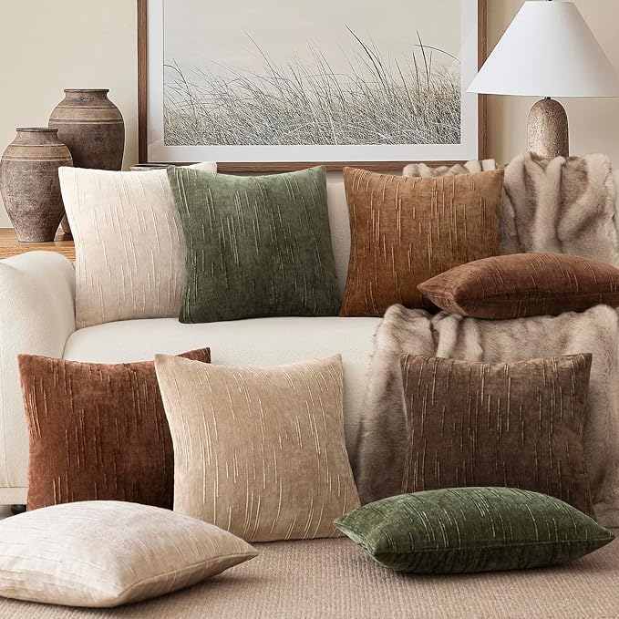 Foindtower Pack of 2 Slubby Textured Chenille Throw Decorative Pillow Covers Lumbar Accent Solid Cushion Cover Neutral Farmhouse Pillow Case for Couch Sofa Bedroom Living Room 12x20 Inch,Ivory