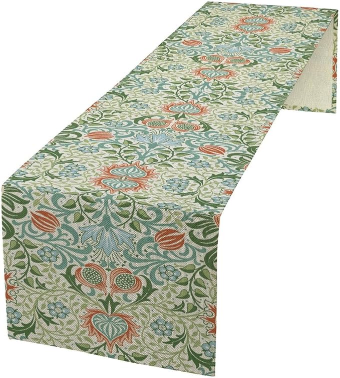 William Morris Floral Table Runner Vintage Flowers Table Runner for Garden Farmhouse Wedding Party Holiday Dinner Home 13x70 Inch