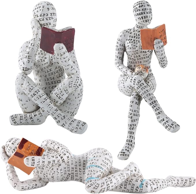 GRAPMKTG Home Decor Pulp Reading Women Thinker Statue Aesthetic Sculpture Room Decor Modern Abstract Decoration on Shelf Table Desk 3 Pack