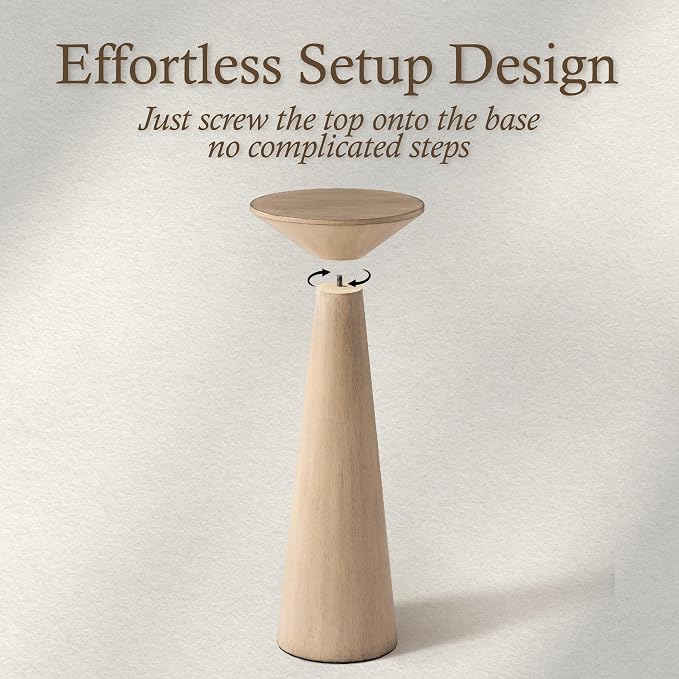 COZAYH Farmhouse Tall Pedestal End Table Small Solid Wood Martini Table Plant Stand Modern Round Drink Table for Small Space Living Room, Distressed Wood Grey