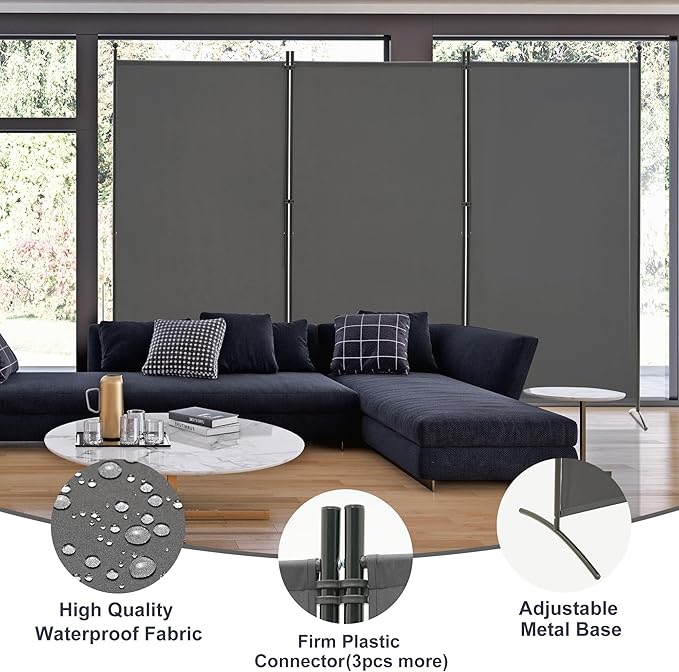 Spurgehom 3 Panel Room Divider Folding Partition Privacy Screens, Freestanding Fabric Room Panel Portable Room Partition Wall Dividers for Home Office Restaurant, 102" W X 71" H (Grey)