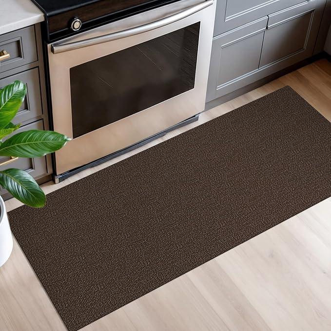 EARTHALL Washable Runner Rug 2x5 Ft Non Slip Runners for Hallways Cotton Rubber Backed Kitchen Runner Braided Indoor Floor Carpet Runners for Entryway, Hallway, Kitchen, Bedroom, Brown/Coffee