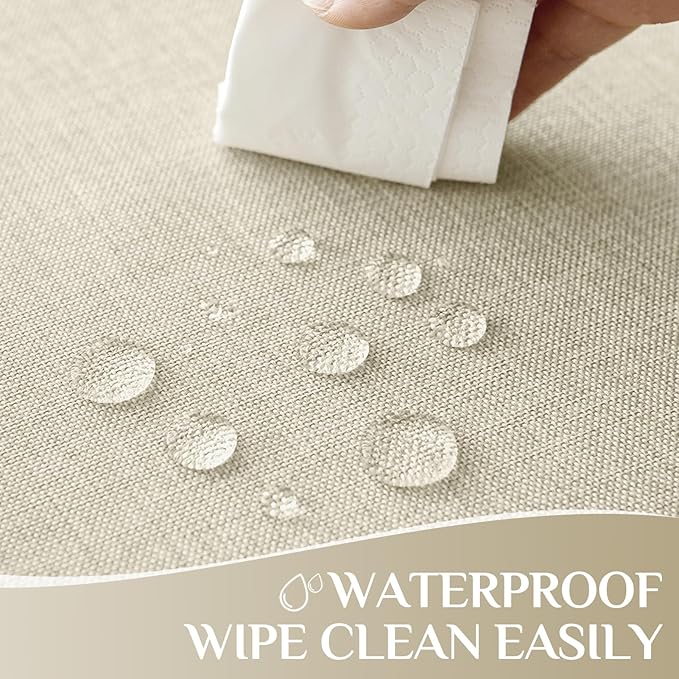 Softalker Large Cream Tablecloths Rectangular 60x120 inch Linen Textured Table Cloth Outdoor Waterproof, Stain and Wrinkle Resistant, Table Cloths for 6/8 Foot Rectangle Tables Decor for Garden Party