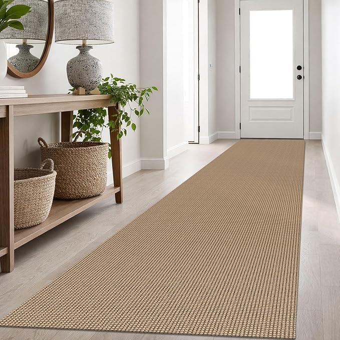IOHOUZE Washable Exrea Long Hallway Runner Rug 3x16 Non Slip Rubber Backed Kitchen Runner Entryway Runner Indoor, Woven Rugs Floor Carpet for Kitchen Hall Entryway Stair, Orange/Tan/Brown