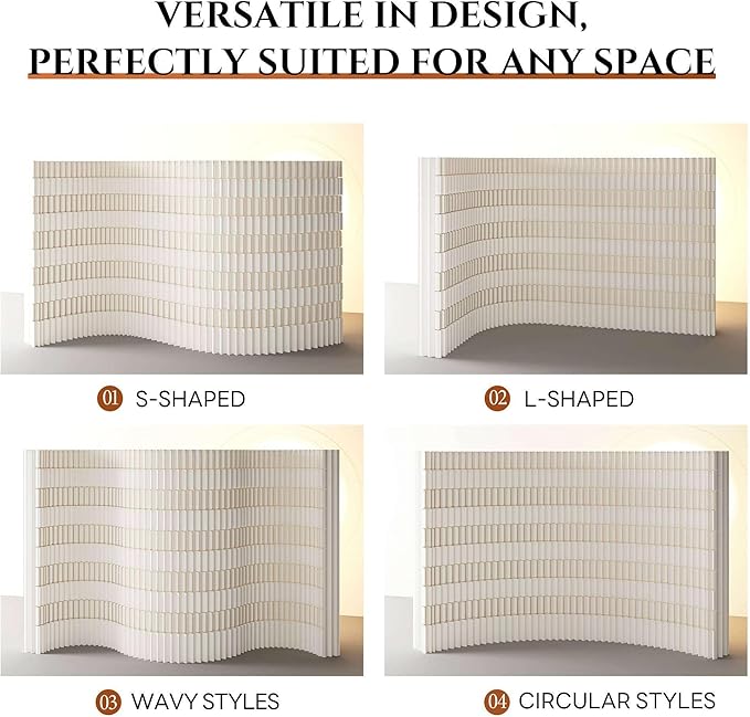 Portable Room Dividers Panel and Folding Privacy Screens, Versatile Paper Partition Wall Divider for Room Separation, Adjustable Space Separator for Home Dorm Office Studio Exhibition Store