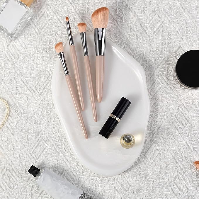 BCS Marble Jewelry Tray Trinket Dish, Decorative Cloud Vanity Key Tray for Women, Perfume Ring Holder Dish for Ring Earring, Cute Jewelry Plate Bowl Aesthetic Room Decor（White）