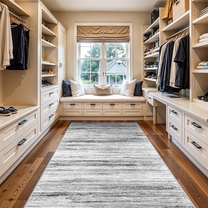 4x7 Rugs for Small Living Room: Non-Slip Washable Area Rug for Hallway Entryway Kitchen Bedroom - Easy-to-Clean Stain and Water Resistant Carpet - Soft Low-Pile Mat Grey