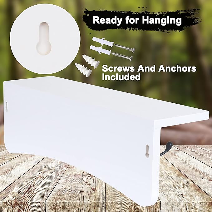 TEG01B Coat Rack Wall Mount with Shelf and 5 Hooks - 17-Inch Heavy Duty Pine Wood Entryway Rack - For Mudroom, Kitchen, Bathroom