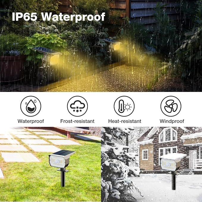 Solar Spot Lights Outdoor Motion Sensor with 3 Modes, [ 8 Pack/56 LED ] Solar Spotlights Outdoor Waterproof 2-in-1 Auto On/Off Landscape Lighting for Outside Yard Wall Garden Pathway, Warm White
