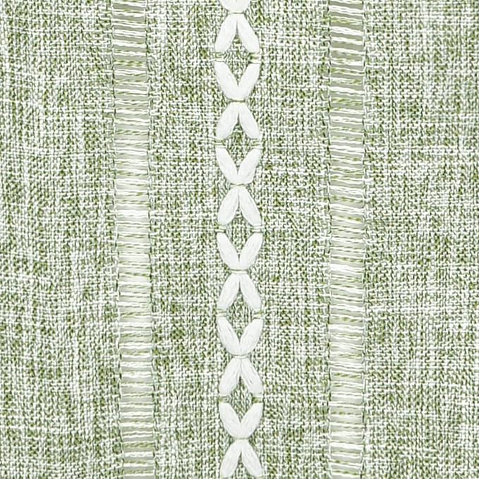 Yicorgard Farmhouse Table Runner Rustic Style 13“ x 90”, Braided Striped Linen Fall Table Runner 90 Inches Long with Tassels for Dining Room Kitchen Reading Dresser Décor,Green