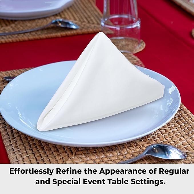 Urban Villa Cloth Napkins 100% Cotton Highly Absorbent Washable Durable Reusable Premium Dinner Napkins Ideal for Gifts for Mothers Day Hotel Farmhouse Parties - White (18" x 18", Set of 12)