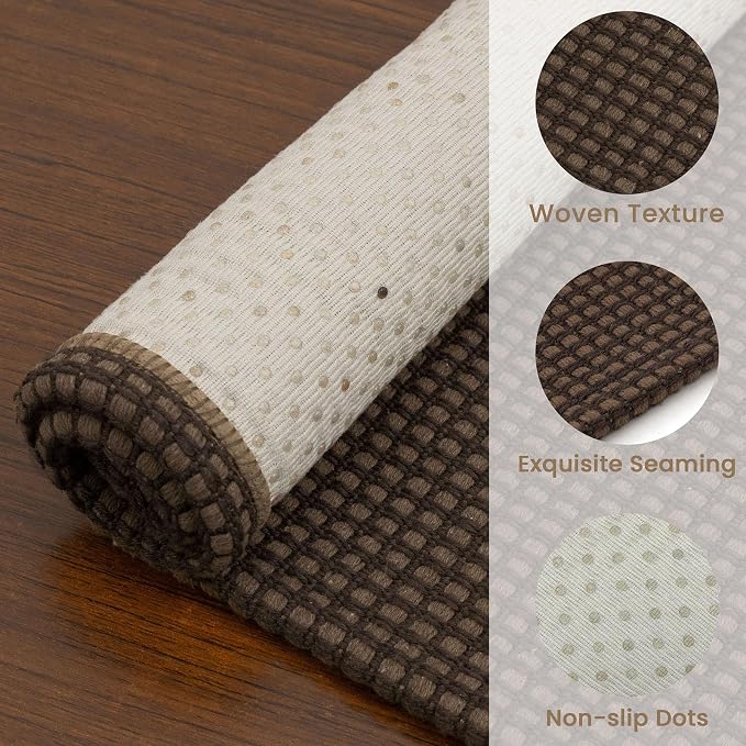 EARTHALL Woven Runner Rug 2x8 Ft Washable Runners for Hallways Cotton Non Slip Rubber Backed Kitchen Runner Braided Indoor Floor Carpet for Entryway, Hallway, Kitchen, Bedroom, Brown